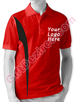 Designer Red and Black Color T Shirts With Company Logo